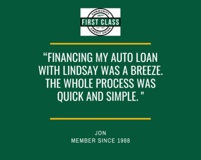 Testimonial: "Financing my auto loan with Lindsay was a breeze." -John
